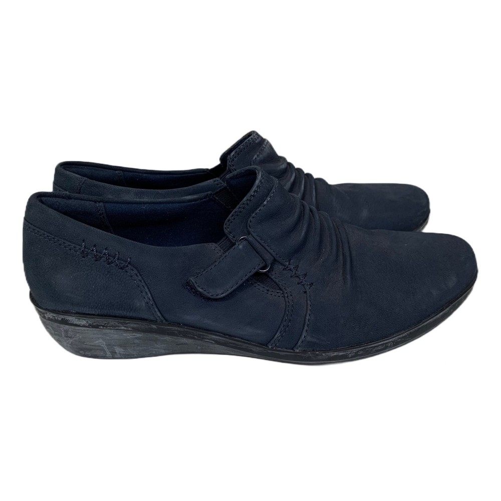 Clarks Womens Everlay Coda Blue Suede Loafers Size 7.5