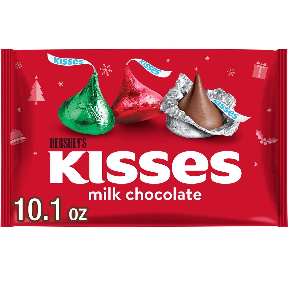 HERSHEY'S KISSES Milk Chocolate Christmas Stocking Stuffer Candy Bag 10.1 oz