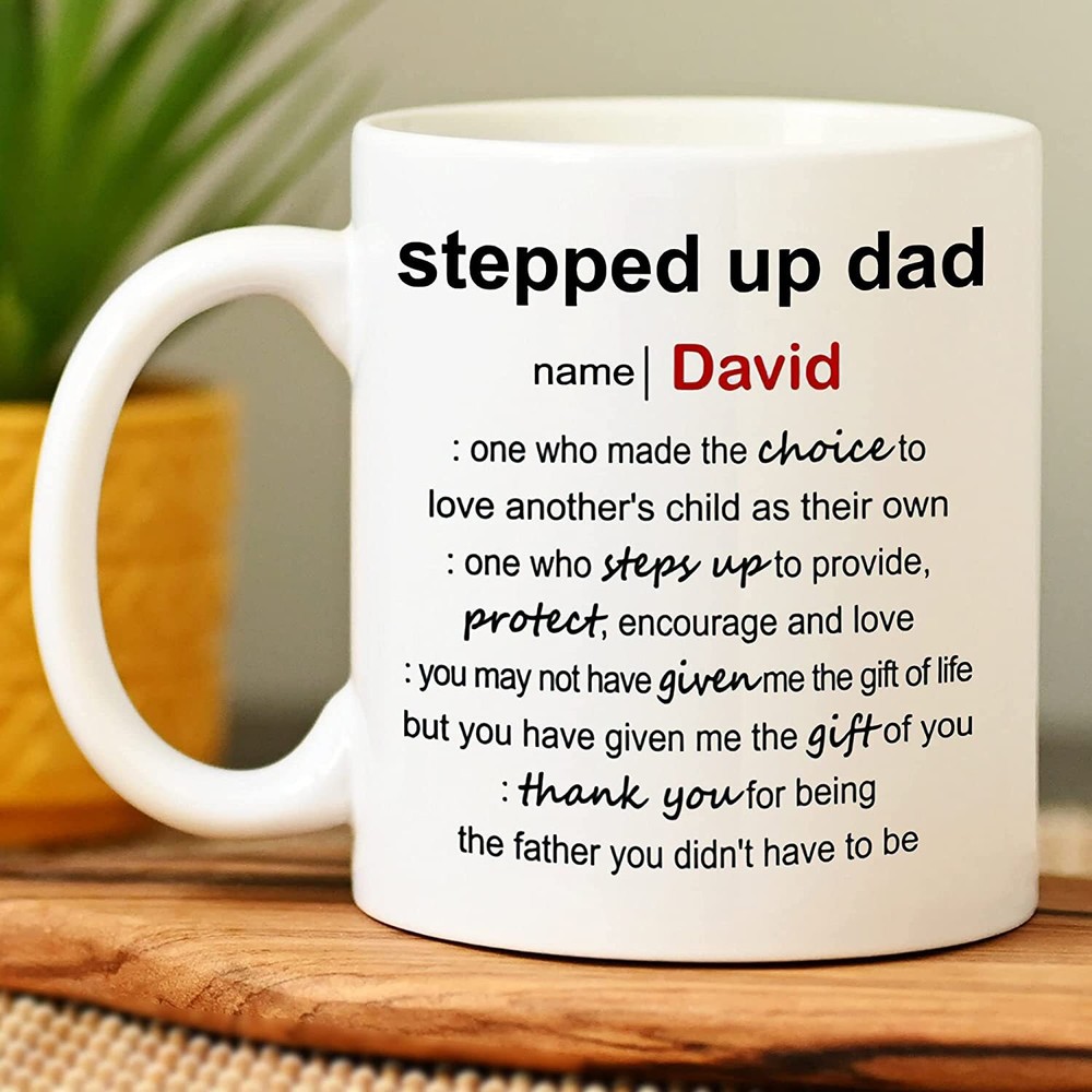 Personalized Stepped Up Dad Mug Fathers Day Ideas Gifts For Step Dad Bonus Dad M