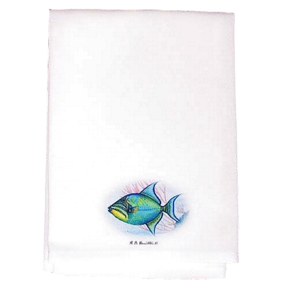 Betsy Drake Blue Trigger Fish Cotton Guest Hand Towel