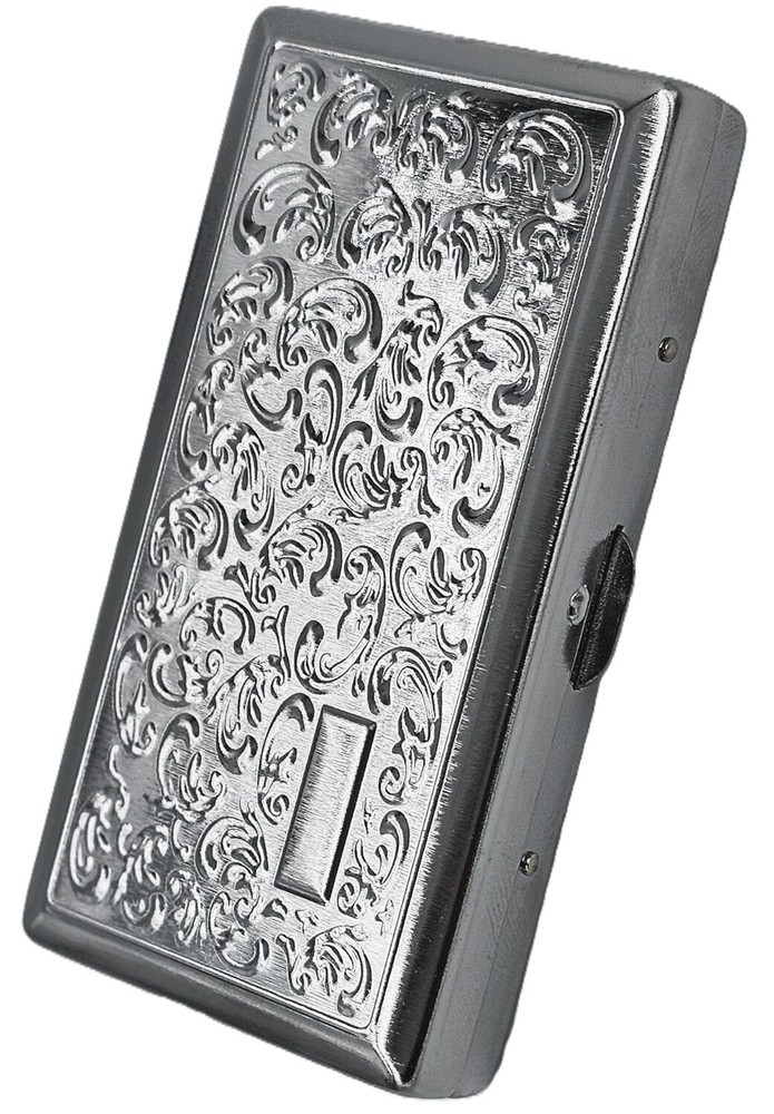 Retro Cigarette Case Victorian Style Metal Holder for Regular, King,(Flo-S100, S