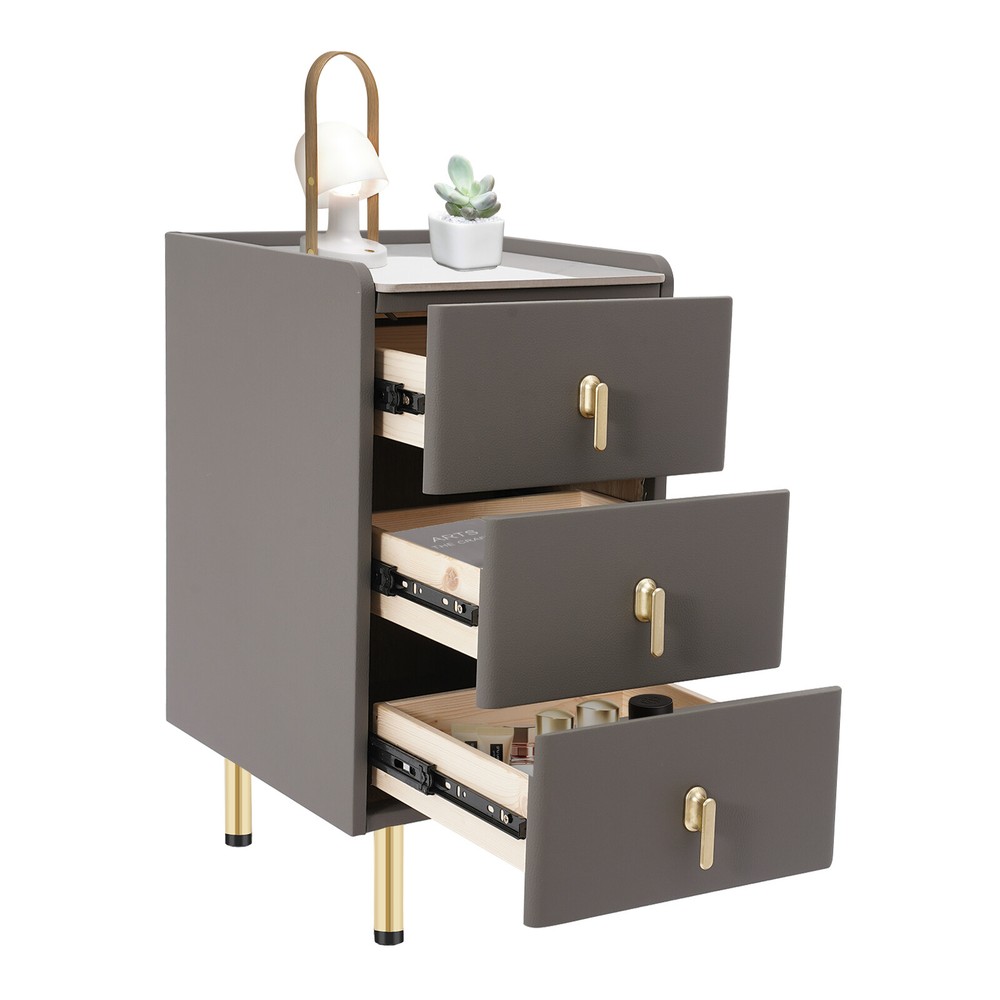Narrow 3-Drawer Bedside Cabinet Nightstand for Bedroom or Office