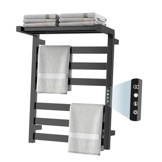 Stainless Steel Tower Warmer Rack 6 Bars Wall Mounted Electric Glossy Black