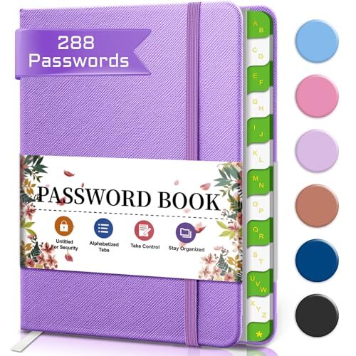 Secure Password Logbook with Alphabet Tabs in Purple-image