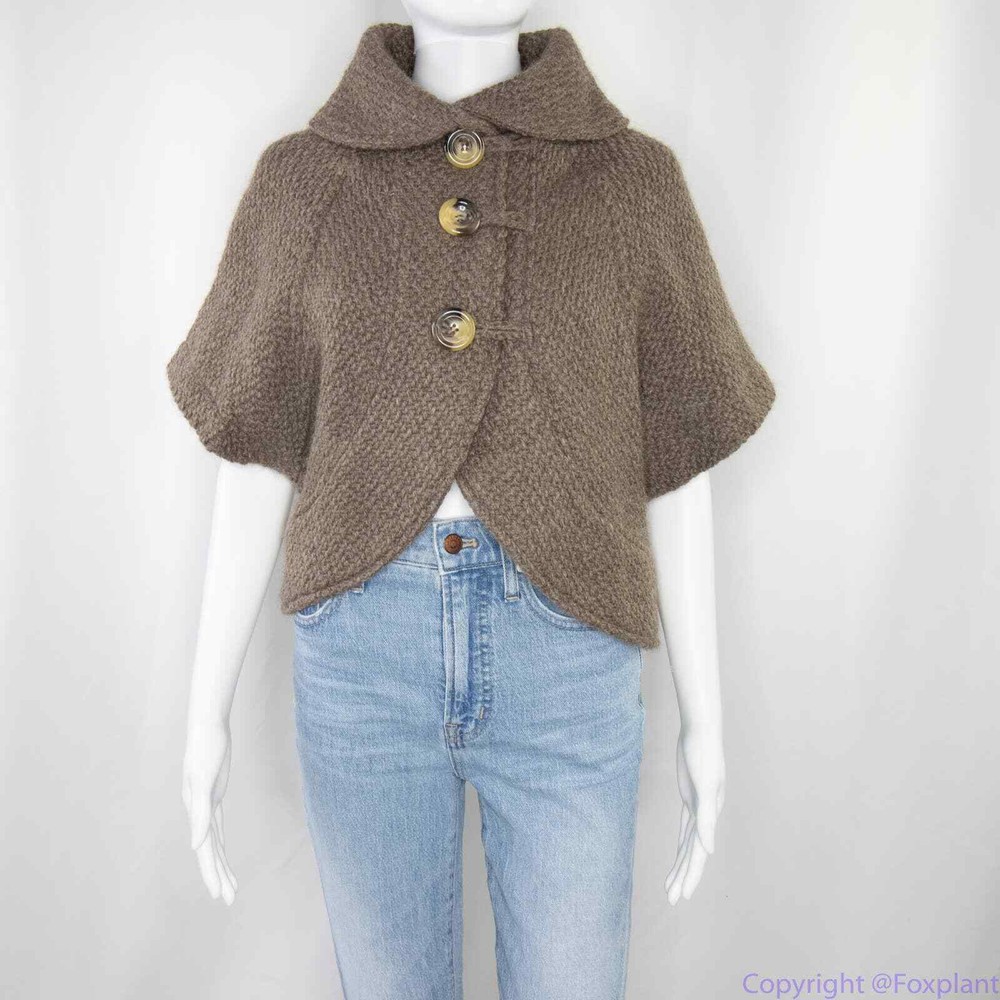 John Branigan Womens Grey Wool Alpaca Button Front Cardigan