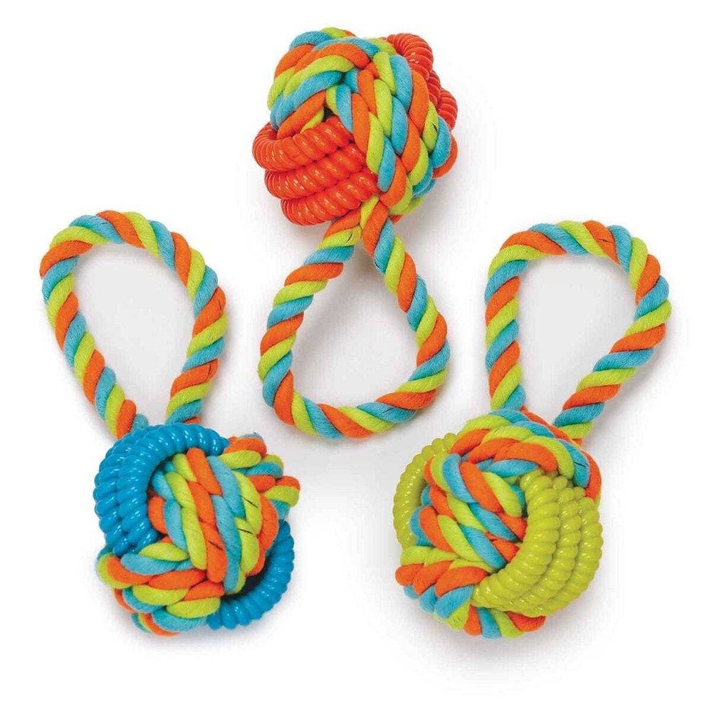 Chomper Rope Ball Tug With TPR Rings Dog Toy