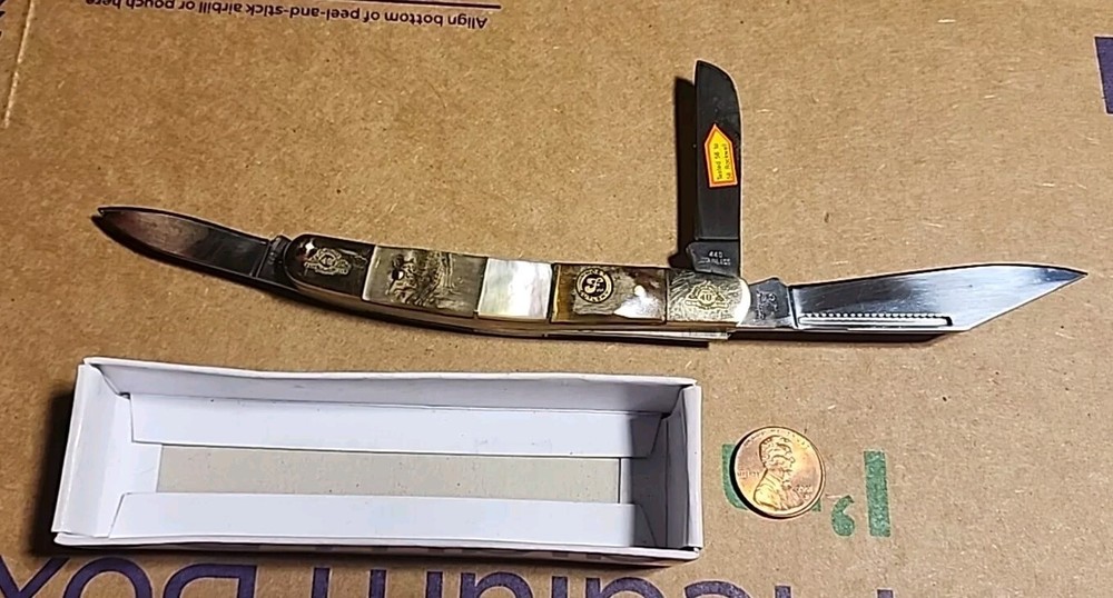 Frost 40th Anniversary 3-Blade Stockman Knife with Ram Horn & Mother of Pearl Handles Limited Edition 40-112RMR 1 of 400