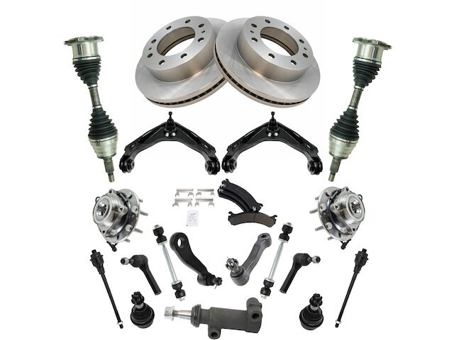 Front Brake Pad Rotor Axle Wheel Hub Control Arm Kit fits Silverado 3500 46BCKB