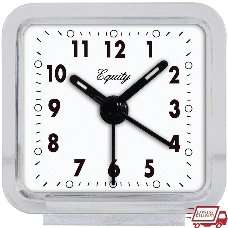 Crystal Clear Quartz Analog Travel Alarm Clock with Loud Beep and Luminous Hands - Battery Powered