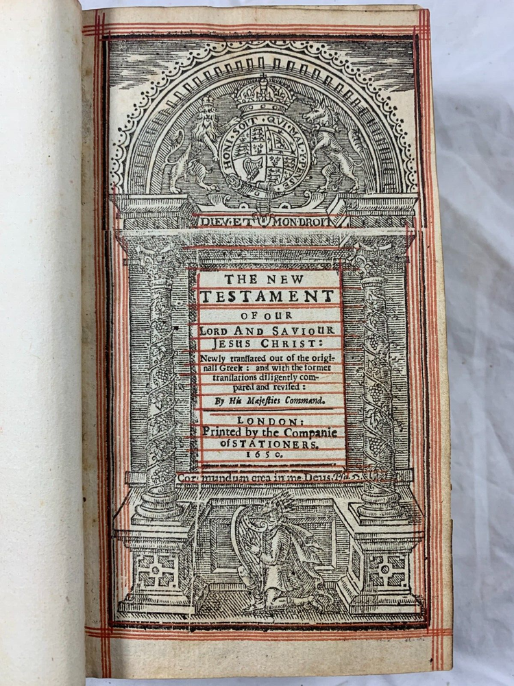 Stunning Pocket KJV Bible Red Lined In Good Condition 1650
