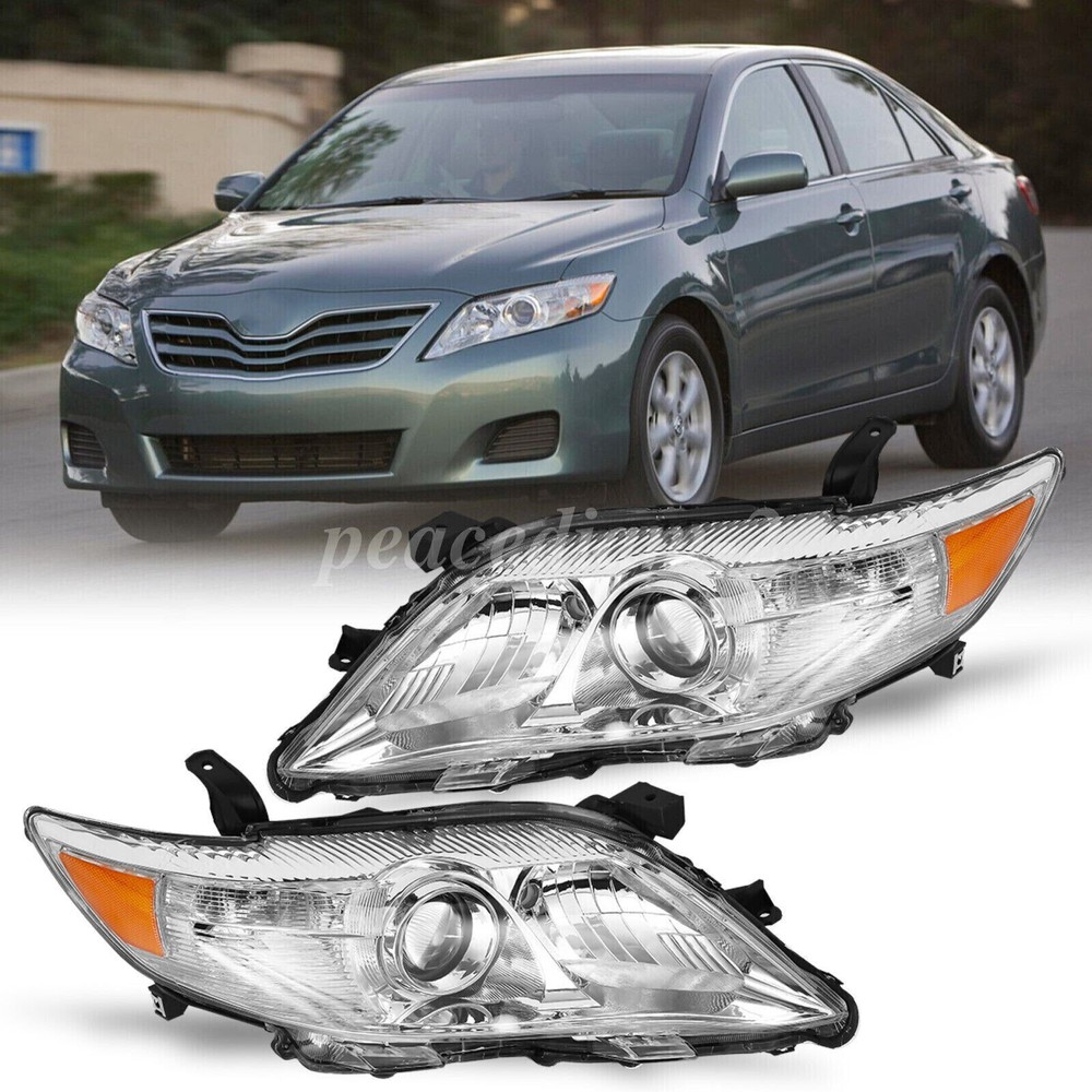 2010-2011 Toyota Camry Clear Chrome Headlights Pair LH RH