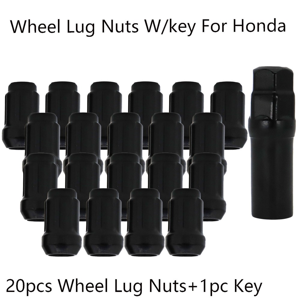 20pc M12x1.5 Spline Lug Nuts For Acura TSX RSX Honda Civic Accord - Black