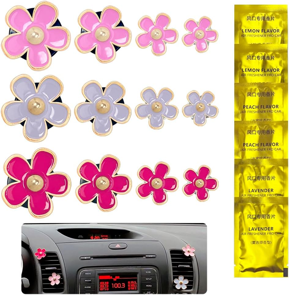 12 Pcs Daisy Flower Air Vent Clip, Car Air Fresheners Air Conditioning Outlet...