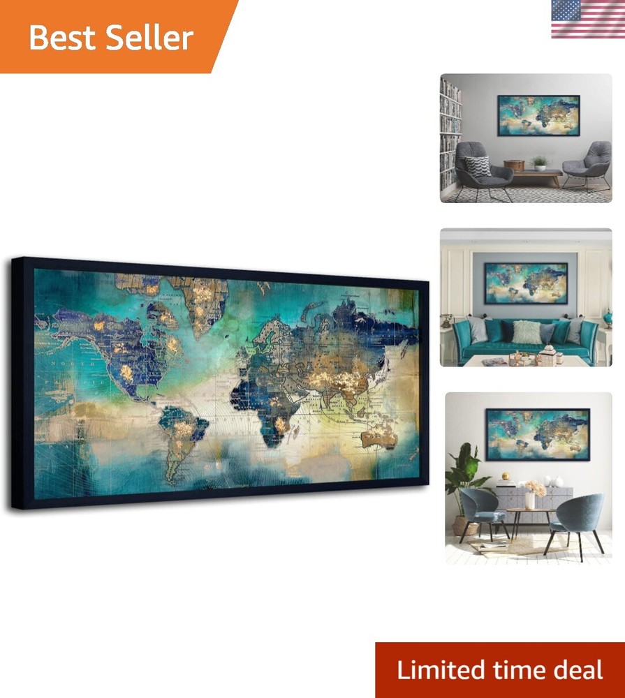 Large World Map Canvas Prints Wall Art for Living Room Office 