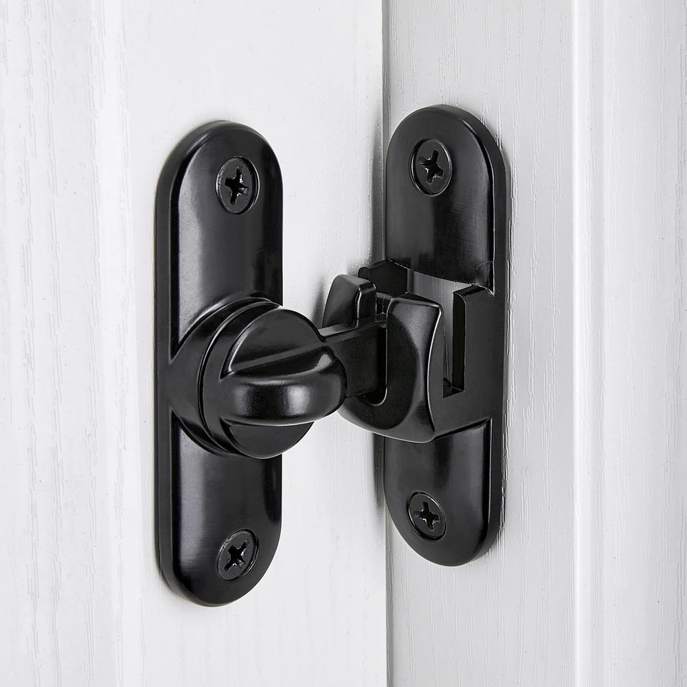 2-Pack Black Barn Door Latches - 90/180 Degree Flip Gate Lock for Gates & Doors