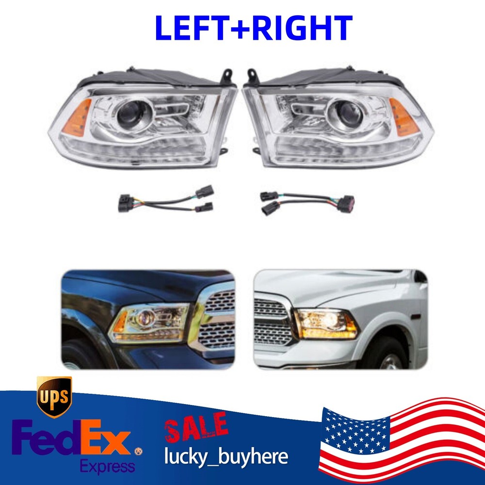 Pair Headlights For 2013-2018 Dodge Ram 1500 2500 3500 Driver+Passenger Headlamp