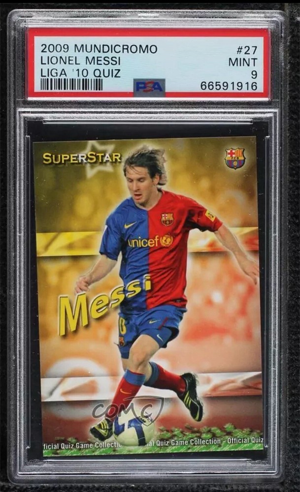 2009-10 Mundicromo Official Quiz Game Collection La Liga Lionel Messi PSA 9 MINT