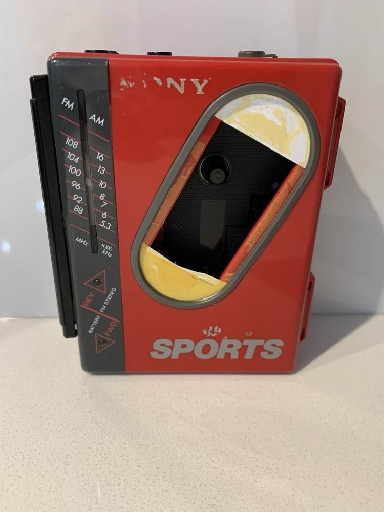 Red Sony Sports Walkman WM-F75 Cassette Tape Player AM/FM Radio - Untested