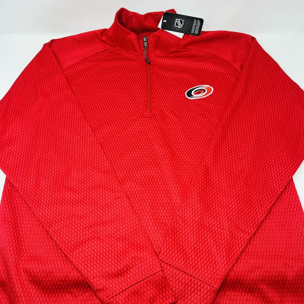 NHL Carolina Hurricanes Hockey 1/4 Zip Pullover Jacket Long Sleeve Mens Size XL