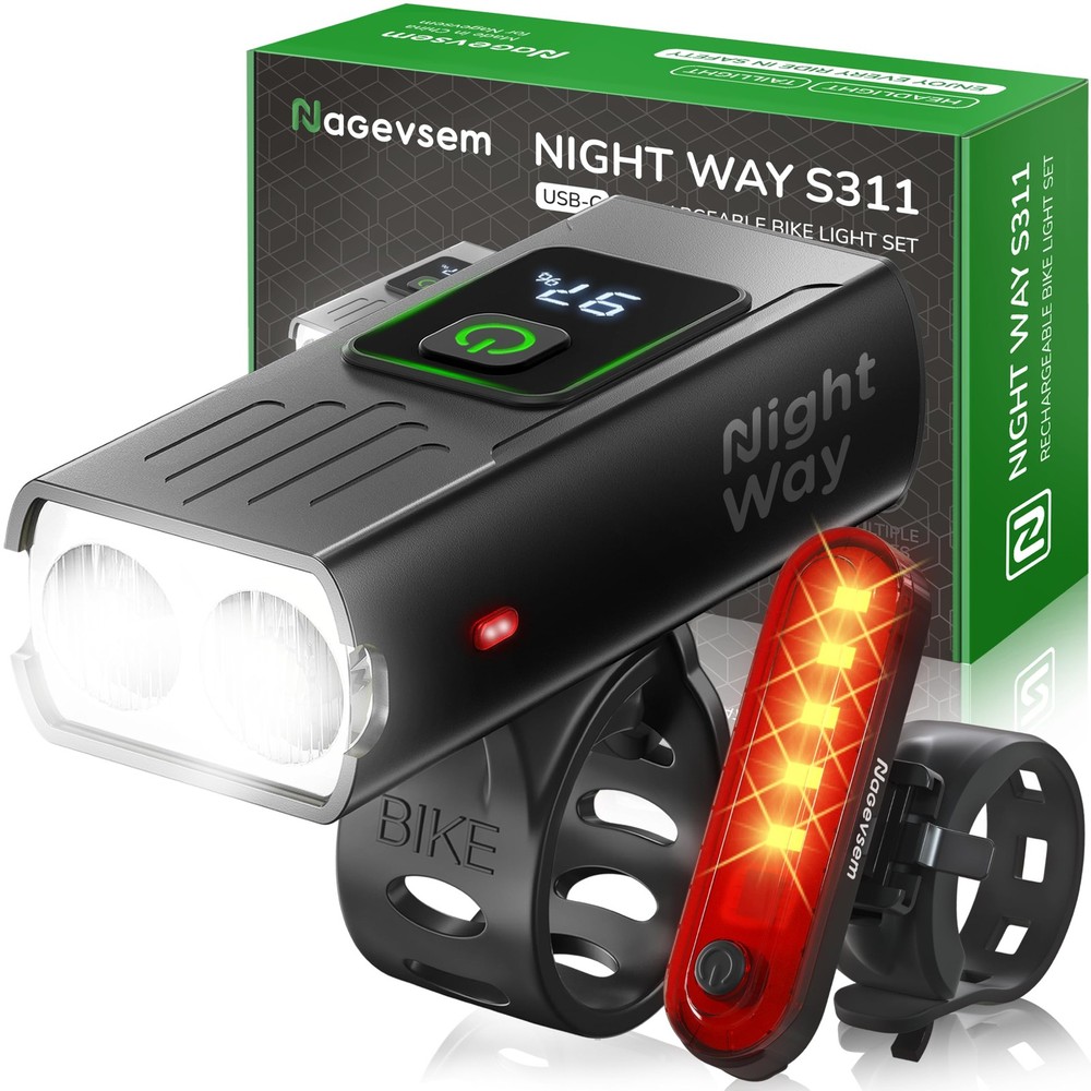 USB-C Rechargeable Super Bright LED Bike Light Set Front & Rear