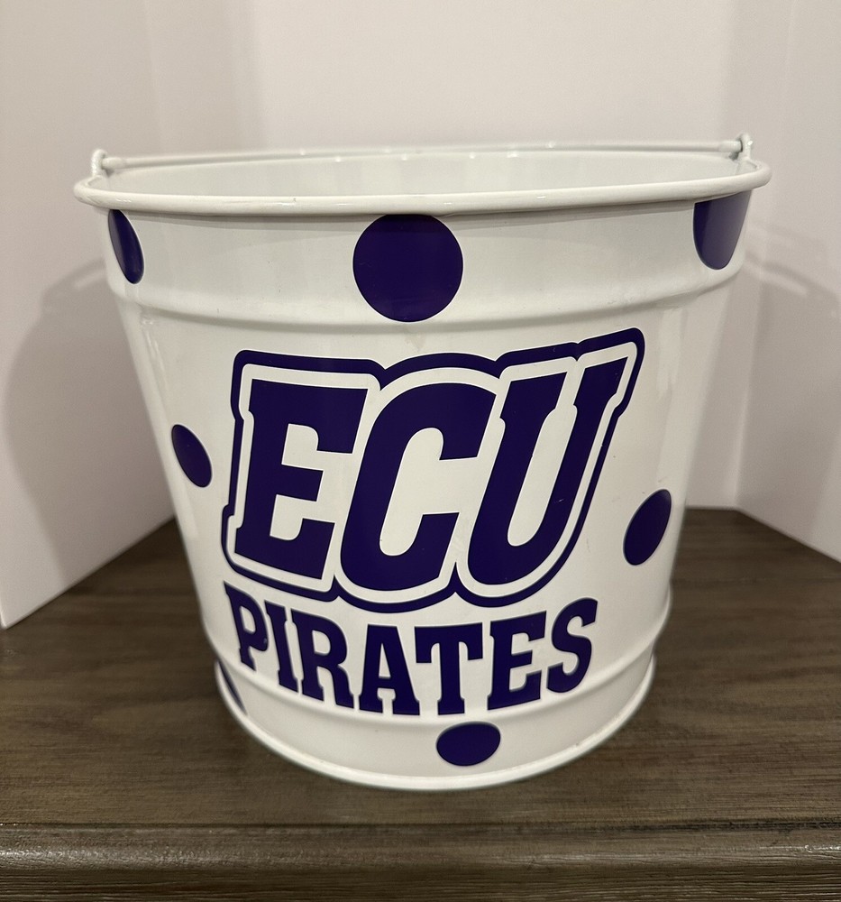 ECU PIRATES BUCKET - 10QT METAL TEAM COLOR PURPLE AND WHITE