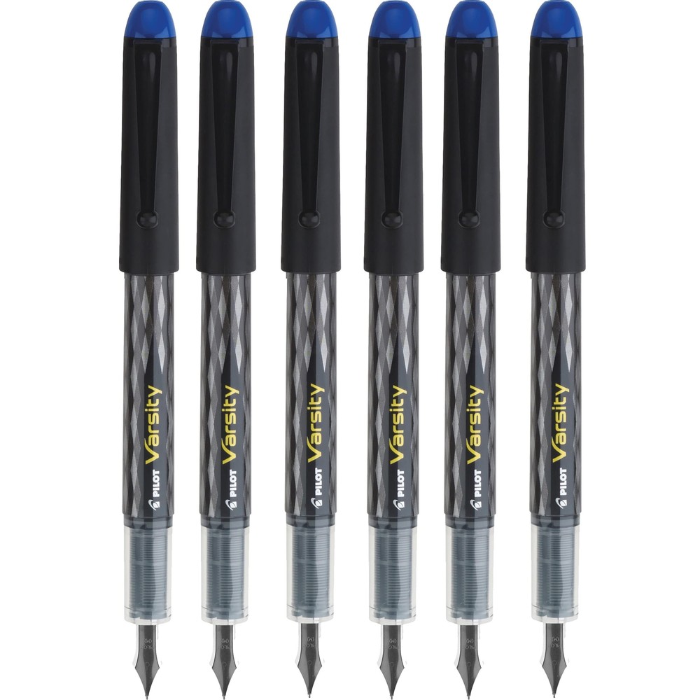 PILOT Varsity Disposable Fountain Pens, Blue Ink, Medium Point, Pack of 6