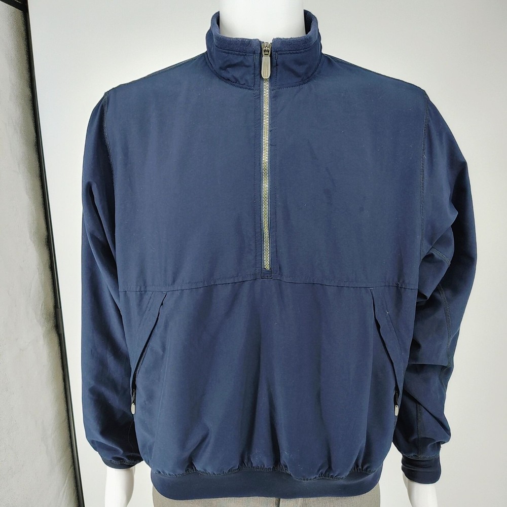 Vintage Y2K 2001 Adidas Navy Blue Climashell Wind Windbreaker Golf Jacket (L)