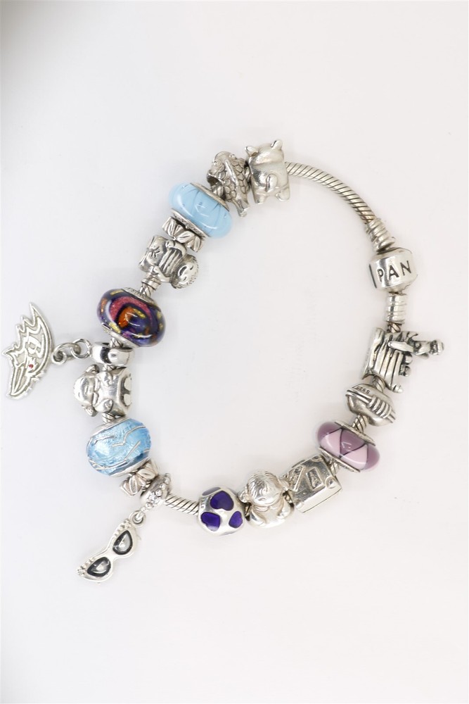 Vintage Pandora Sterling Silver Charm Bracelet 8 Inches
