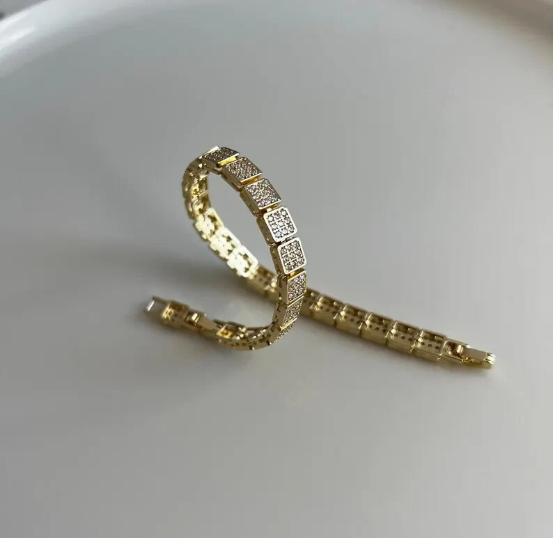 6 Ct Round Cut Simulated Diamond 14k Yellow Gold Plated Women's Tennis Bracelet