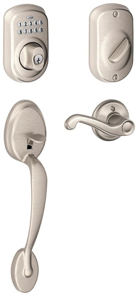 Schlage FE365 Plymouth Electronic Deadbolt Right Handed Nickel Finish