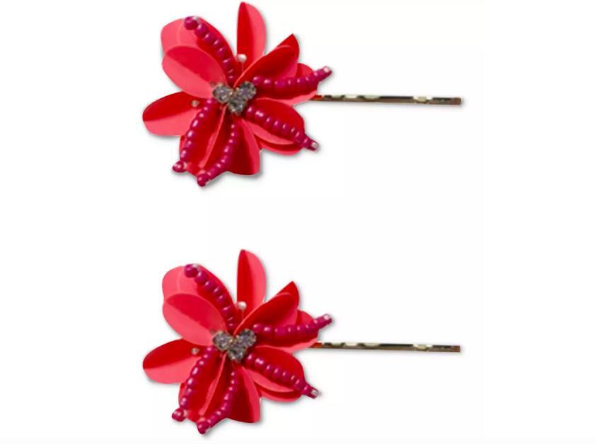 INC International Concepts Gold-Tone Crystal & Bead Flower Bobby Pin Set NEW $30