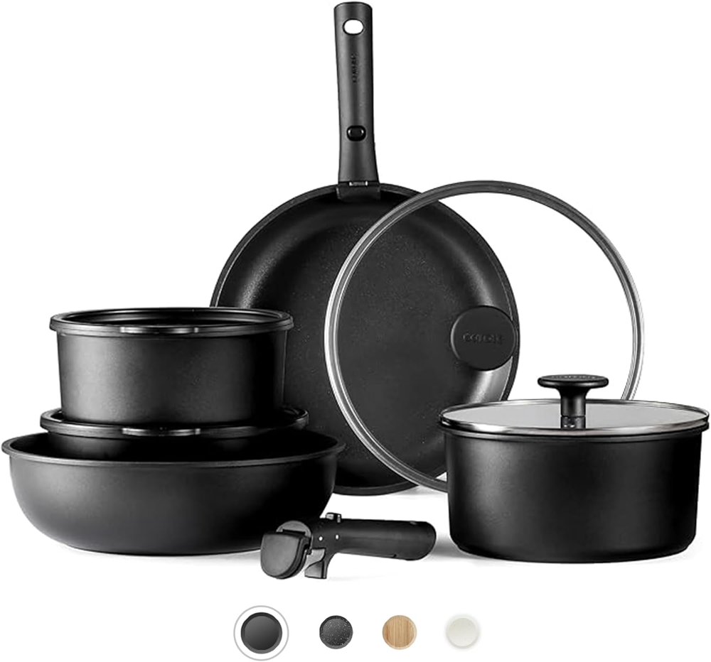 11Pcs Pots and Pans Set Non Stick, Cookware Set Detachable Handle, Nonstick Indu