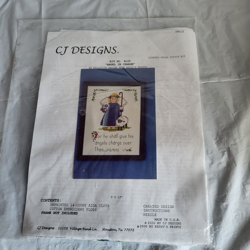 CJ Designs Counted Cross Stitch Kit Angel In Charge 8122 NIP