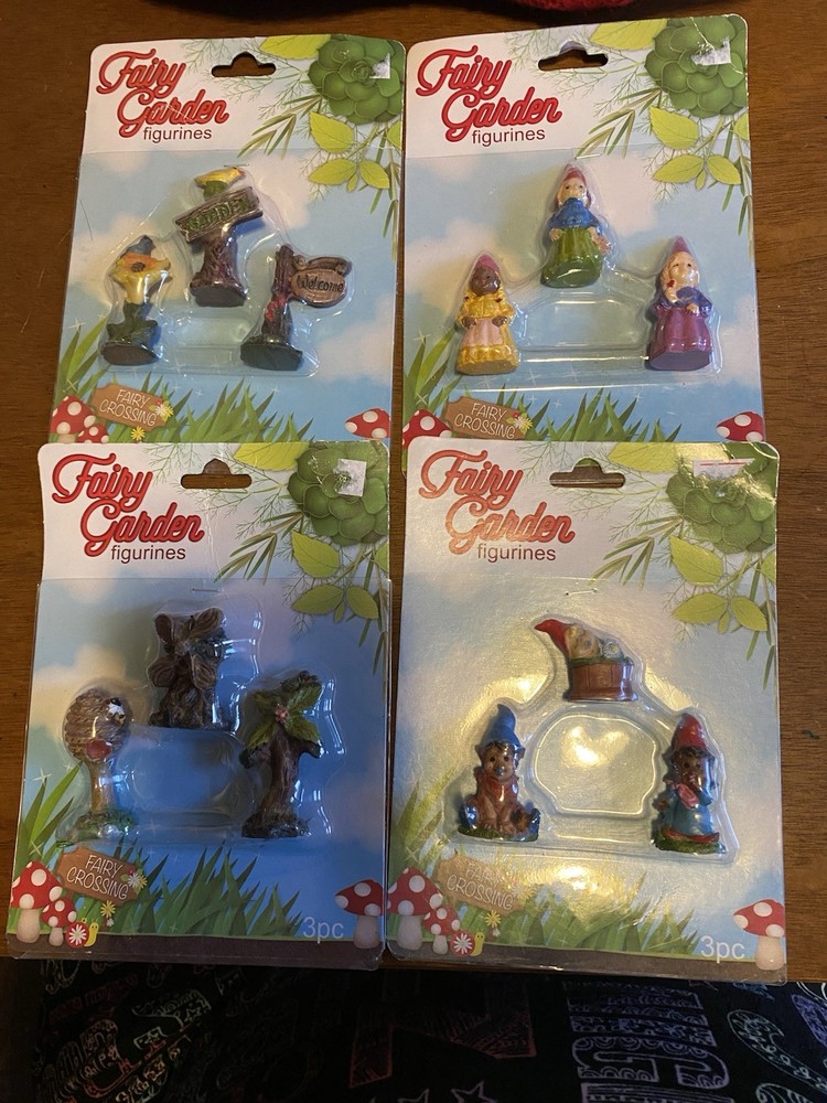 A Set Of 4 Packs Vintage Fairy Garden Figures