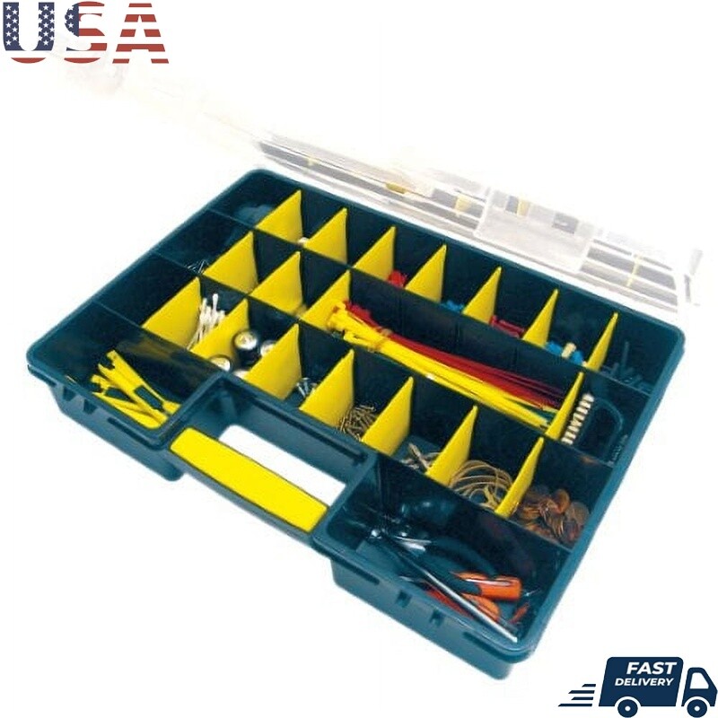 26-Slot Plastic Tool Organizer Box for Multi-Purpose Storage US