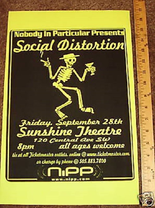 SOCIAL DISTORTION Vintage 2001 PROMO Concert Gig TOUR Poster MINT NEVER DISPLAYD