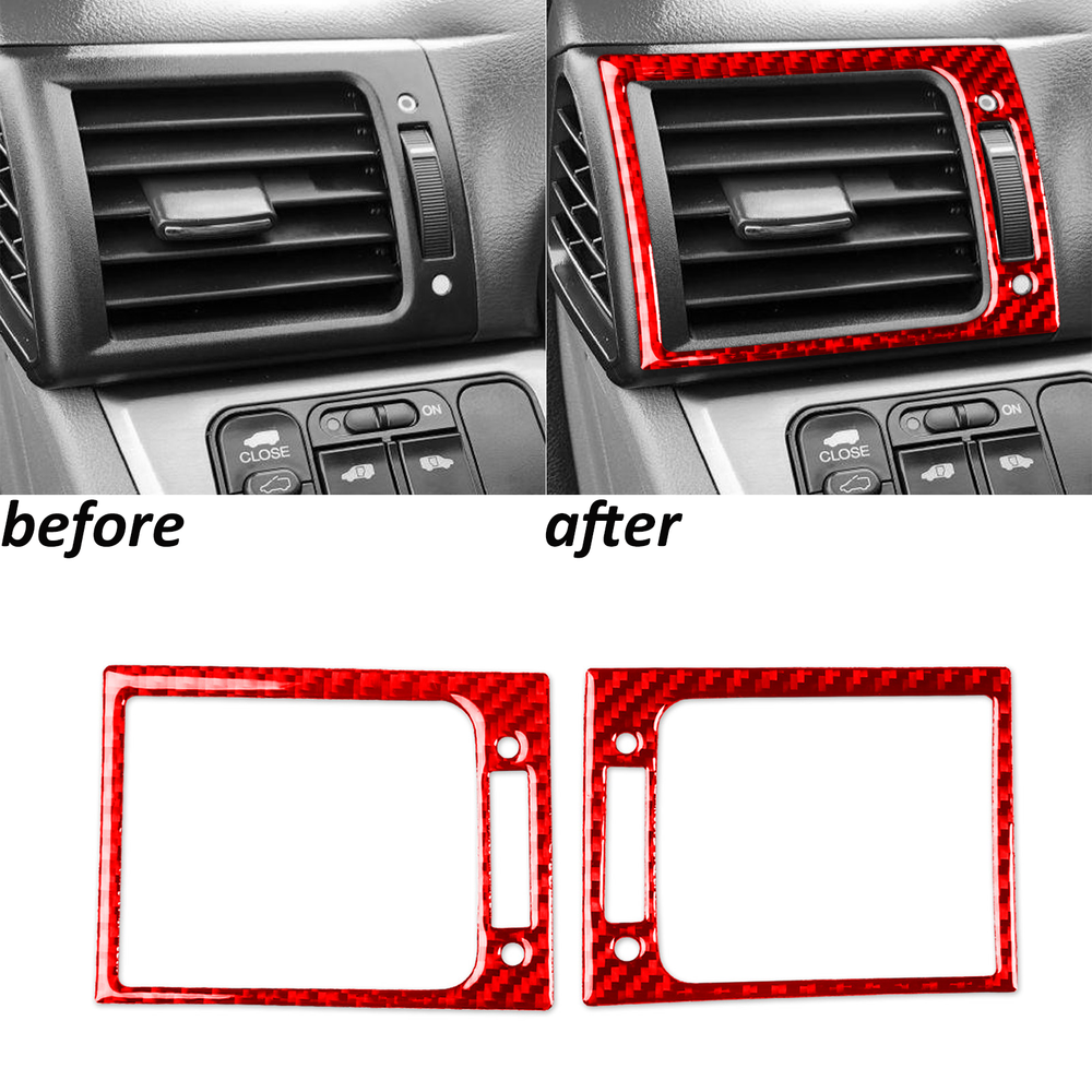Red Carbon Fiber Dashboard Side Air Vent Outlet Trim For Honda Odyssey 2005-2010