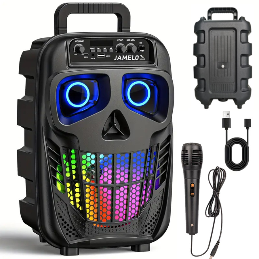 Mini Portable Bluetooth Speaker with TWS, USB/TF/FM Radio, and Flashing Party Lights