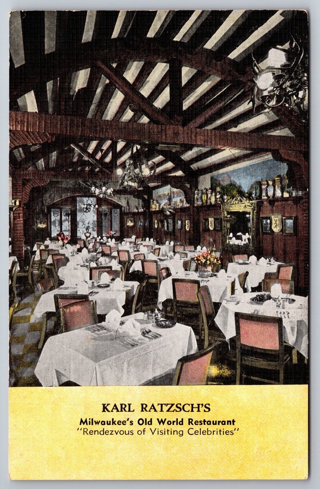 Karl Ratzschs Old World Restaurant AAA Milwaukee WI C1950s Postcard Y26