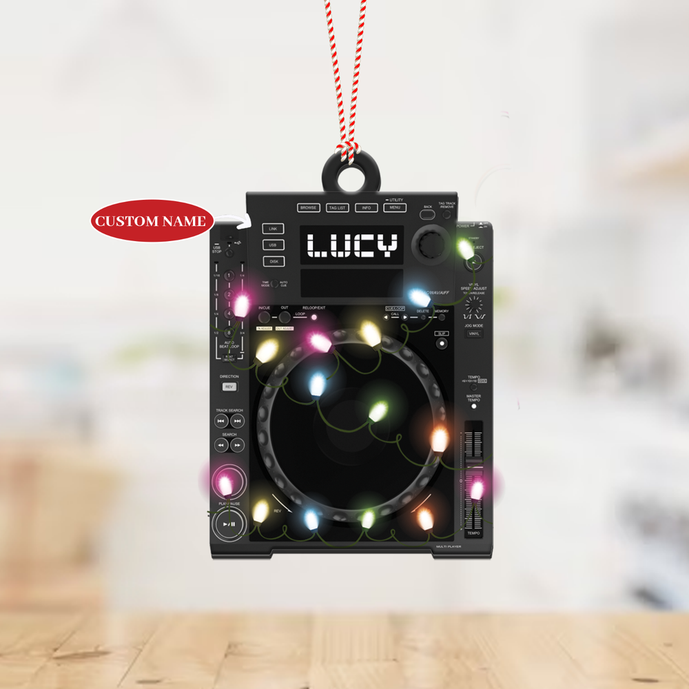 Custom DJ Turntable Christmas Ornament - Personalized DJ Gift-image