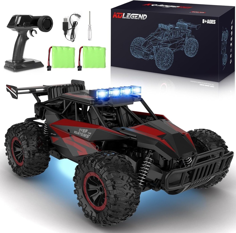 Remote Control Monster Truck 20KM/H - Upgrade with 50+Min Playtime & LED Lights