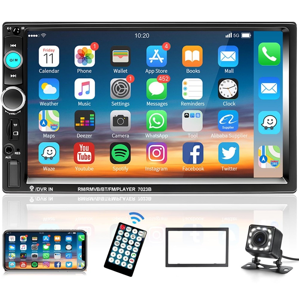 7-inch Double Din Car Stereo with GPS WiFi Bluetooth Touchscreen