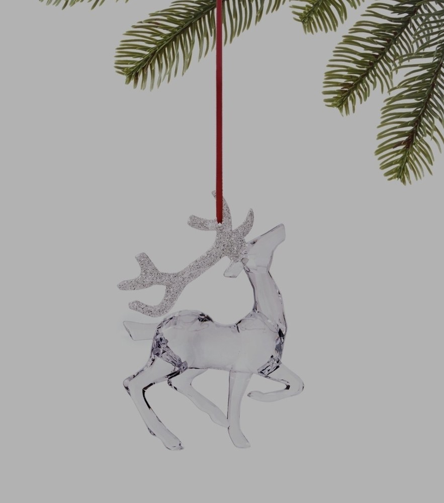 Holiday Lane Snowdaze Clear and White Glitter Reindeer Ornament6