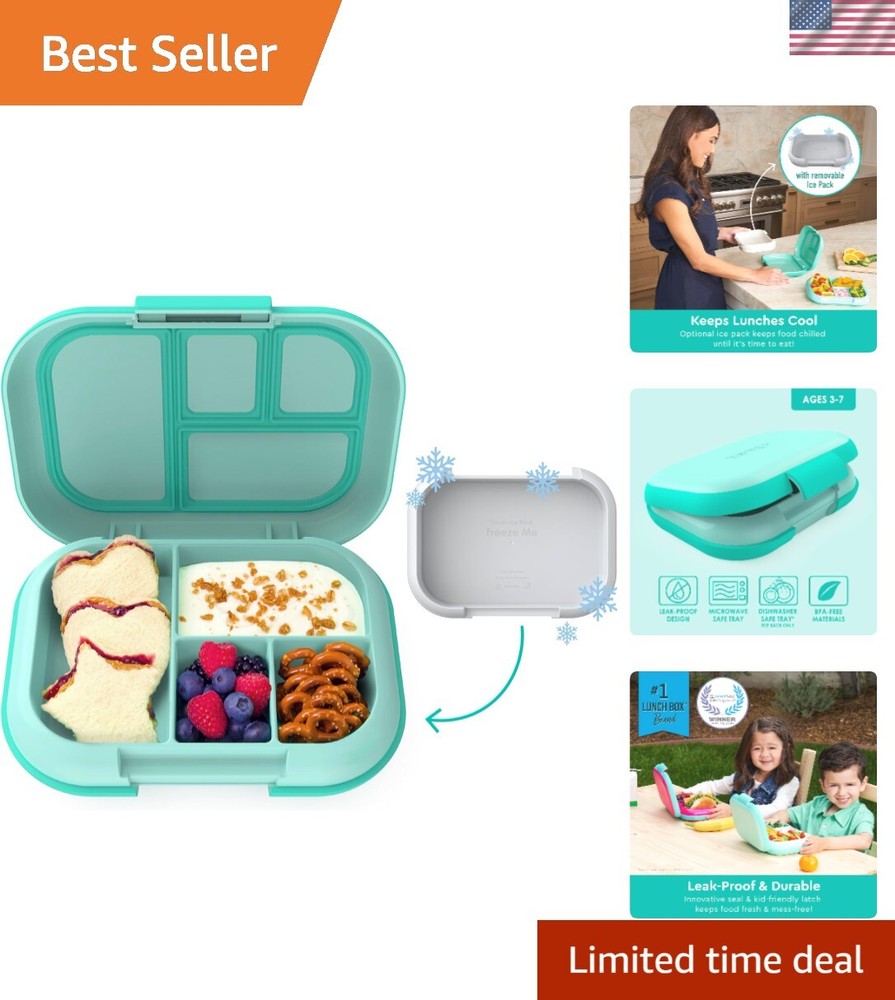 Kids Chill Leak-Proof Lunch Box - Included Reusable Ice Pack Keeps Food Cold;...