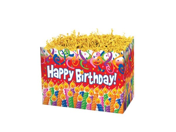 Small BIRTHDAY CANDLES Design gift Basket Box 6-3/4