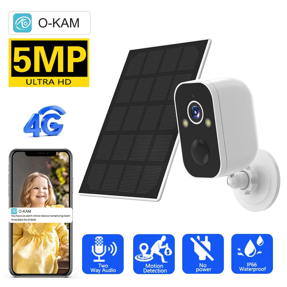 Outdoor 5MP SIM WiFi/4G Wireless Solar Security IP Camera Home Battery CCTV Cam