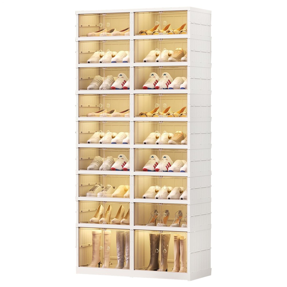 36-Pair Folding Shoe Organizer with Wheels for Compact Storage