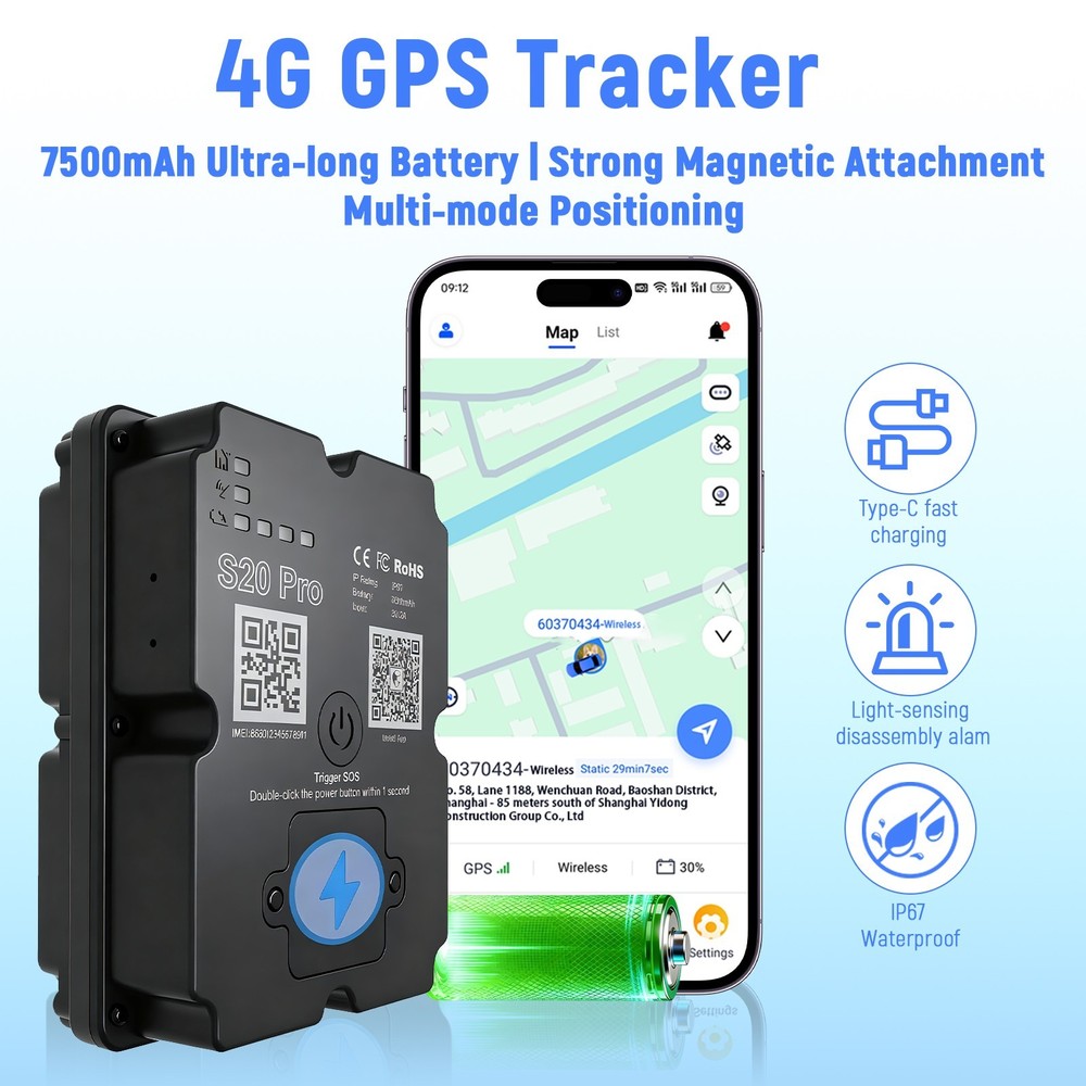 4G Real Time gps tracker with sim card for Car truck Magnetic 160-Day battery