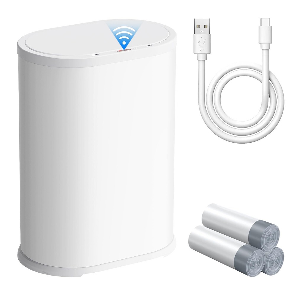 Stainless Steel Bathroom Trash Can Automatic Touchless with Removable Inner B...