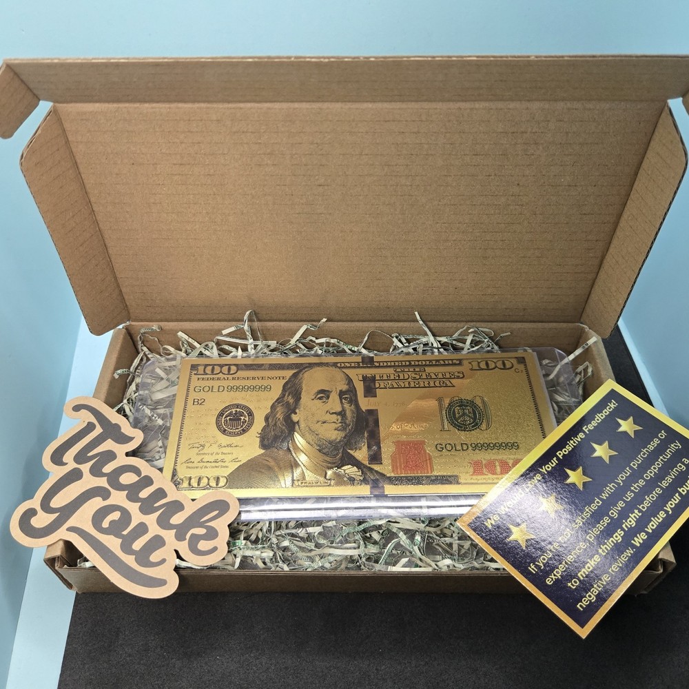 💰 24K Gold Plated Foil $100 Bill with Real Shredded US Currency 💰